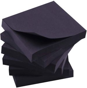 Black Sticky Notes, 6 Pads, 3 X 3 Inch, 100 Sheets/Pad, Self-Stick Notes Pads, E