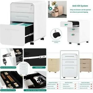 Yitahome 3-Drawer Filing Cabinet Office Drawers With Lock, Divider And Pencil Tr