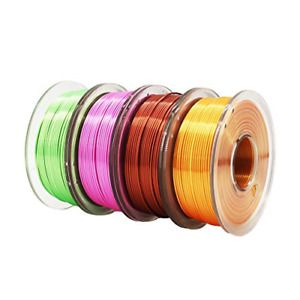 Veeology Premium Silk 3D Printer PLA Filament, 1.75mm of MasterSpool, in Total 4