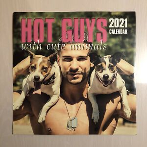 HOT GUYS with Cute Animals 2021 Wall Calendar Dogs Cats Horses
