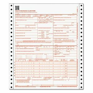 TOPS CMS-1500 Claim Forms Without Sensor Bar Continuous 1-Part Red OCR Ink 30...