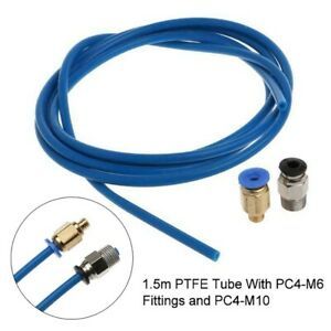 1.5m PTFE Tube Blue For 3D Parts Straight Pneumatic With PC4-M6 Fittings