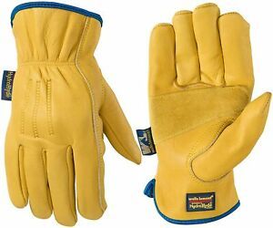 Slip-On HydraHyde Leather Work Gloves, Water-Resistant, Large Large, Tan
