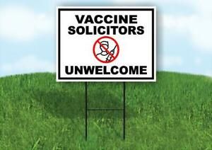 VACCINE SOLICITORS UNWELCOME BLACK BORDER Yard Sign Road with Stand LAWN SIGN