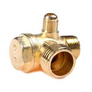 Air Compressor 3-Port Brass Male Threaded Check Valve Connector To JD