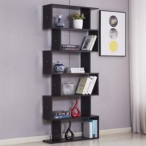 6 Tier Modern Organizer Geometric Bookshelf Storage Shelves Vintage Display Home