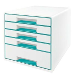 (Ice Blue) - Leitz 52142051&#034;WOW&#034; 5 Drawer Cabinet - Ice Blue. Free Delivery