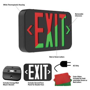 COMPASS CARGB LED Exit Sign AC Only, Field Select Red/Green
