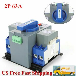 2P 63A 110V Dual Power Automatic Transfer Switch Generator Changeover Switch USA