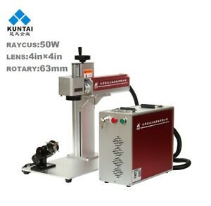 50W Fiber Laser Marking Machine,63mm Rotary of Rings for Jewelry Deep Engraving