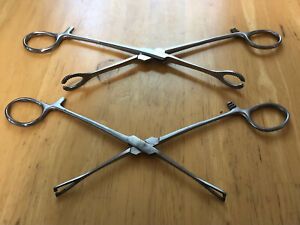 2 PAIRS STAINLESS STEEL SLOTTED BODY PIERCING FORCEPS