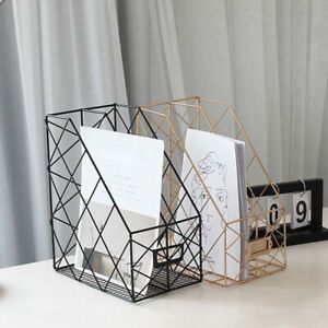 Iron Grid Management Storage Rack Desktop Books Organizer Practical Hollowed Out