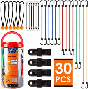 Cartman 30 Piece Premium Bungee Cords Assortment Jar, Includes 10”, 18”, 2