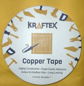 Copper Foil Tape 1/4 Inch x 36 Yards, Copper Tape Conductive auto Adhesive NEW