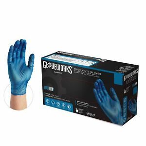 Gloveworks Vinyl Latex Free, Powder Free, Industrial Disposable Gloves, Large, B
