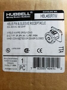 HUBBELL Pin and Sleeve Electrical Receptacle 60A, 480V HBL460R7W