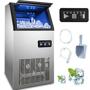 110Lbs Auto Commercial Ice Cube Maker Machine Stainless Steel Bar 110V 230W US