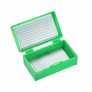 10 Place Slide Storage Box ABS Plastic Green Fit 75x25mm Standard Slides 2Pcs