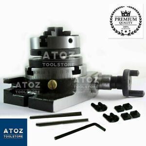 Rotary Table 3&#034; 80mm Horizontal Vertical + 65mm 3 jaw self centering chuck Atoz