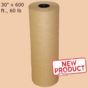 Kraft Paper Roll 30 Inch X 600 Feet Brown Wrapping 60 Lbs Plastic Free Packing