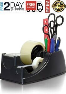 Heavy Duty Packing Tape Dispenser Packing Cutting Sealing Holder Desktop Black.