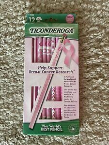 12 Pencils NEW Ticonderoga The World&#039;s Best Pencil # 2HB Breast Cancer Awareness