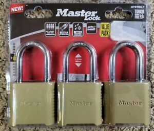 Master Lock 3-Pack Model 875TRILF Combination Padlock Shackle - New Sealed