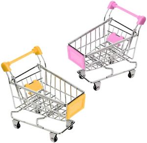 Hvogvok Mini Supermarket Handcart, 2 Pcs Mini Shopping Cart Shopping Utility Toy