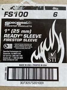 SPECSEAL 1” FIRESTOP READY SPLIT SLEEVE FS100 12 “ LONG STEEL - LOT OF 6