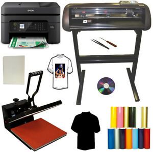28&#034; Vinyl Cutter 1000g Force Plotter,15x15 Heat Transfer Press,Wireless Printer