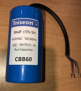 Tnisesm 30uF CBB60 Run Capacitor 450V AC 2 Wires for Start-up of AC Motors
