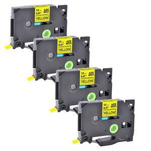 4PK Compatible with Brother PTouch Yellow Tape Strong Adhesive TZe TZ-S631 12mm