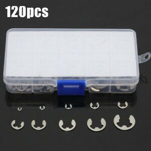 120X Assorted M1.5 - M10 Stainless E Clips C Circlip Kit Retaining Snap Ring Set