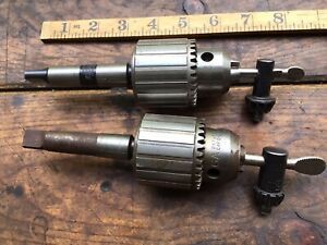 pair of Jacobs 6A 1/2” drill chucks with number to Morse taper adapters