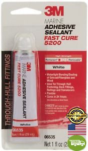 3M Marine Adhesive Sealant 5200 Fast Cure White, 06535, 1 Oz Tube (Pack of 1) Mo