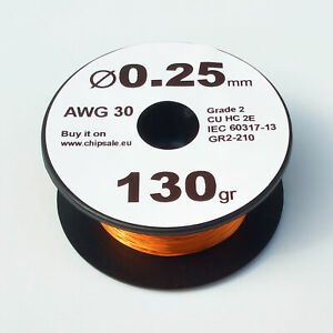 0.25 mm 30 AWG Gauge 130 gr ~290 m (4.5 oz) Magnet Wire Enameled Copper Coil