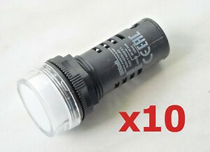 10pcs Lot Indicator Signal Light LED 22mm White Lamp 220V AC DC IP54 230V