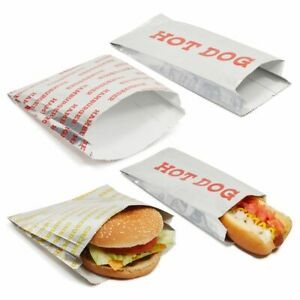 Greaseproof Paper Hot Dog Holders and Hamburger Wrappers (3 Designs, 300 Sheets)