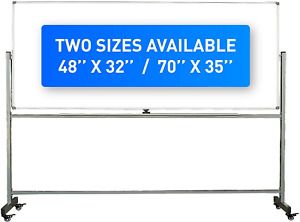 Rolling Whiteboard - 70&#034; X 35&#034;- Mobile Whiteboard Dry Erase Board &amp; Double Sided
