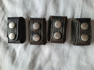 Four Bianchi Black Basketweave Leather Duty Belt Keepers Used
