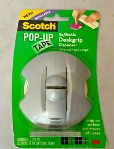 Scotch Pop-Up Tape Dispenser, Gray/Silver Refillable Deskgrip New SEALED
