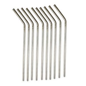 10 Pieces - 304 Stainless Steel Straws - 21.5 Cm - Curved
