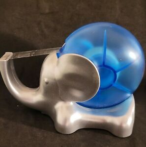 Blue Silver Elephant Tape Dispenser Desk Accessory