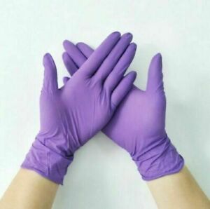 PURPLE NITRILE BOX OF 100 GLOVES EXAM POWDER FREE 9.5&#034; LNGTH PUNCTURE RSISTANT M