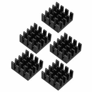 Aluminum Heatsink Cooler Circuit Board Cooling Fin Black 14mmx14mmx7mm 5Pcs