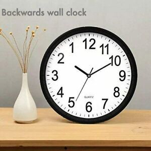 12&#034; Inch Backwards Wall Clock Reverse Clock Runs