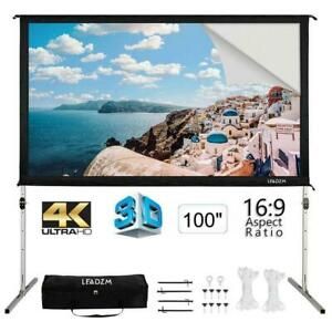 100in 16:9 Stand 4K Ultra HD Projector Screen Fast Fold Portable with Carry Bag