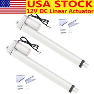 2 Set Linear Actuator 16&#034; 12V 220lbs Heavy Duty Electric DC Motor W/ Brackets EL