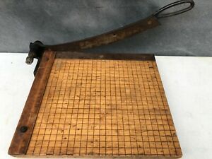 Vintage Wood Cast Iron Guillotine Style Paper Cutter