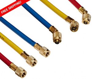 Plus II Hose Standard 1/4&#034; Flare Fittings, 60&#034;,Pack Of 3 Red/Yellow/Blue